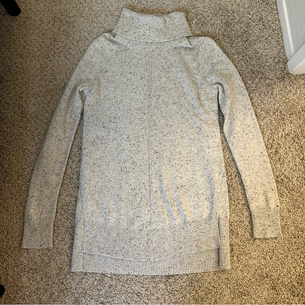 Nanette Lepore 100% Cashmere 2 Ply Speckled Wool Sweater Tunic Long Turtle Neck